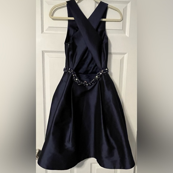 MONIQUE LHUILLIER We Belong Together fit & flare cocktail dress Navy Blue Size 6 - Picture 4 of 10